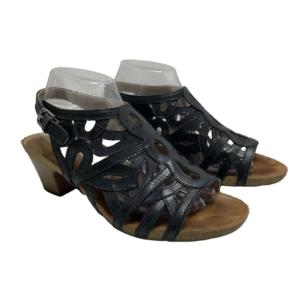 Josef Seibel‎ Women's Leather Sandal Shoe Ruth EU 41 US 9.5 Slingback Black